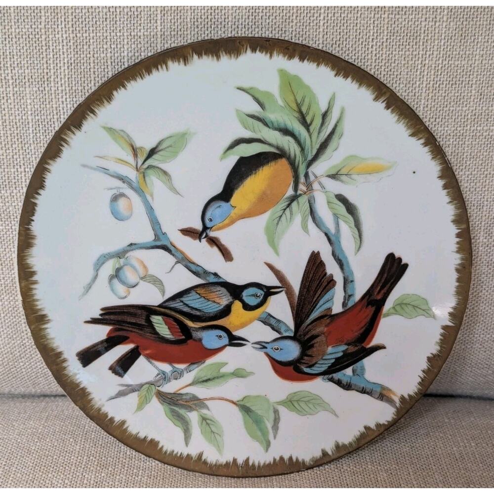 Vintage Lefton Birds Plate With Gold Trim 8.25" Diameter Japan Wall Hanging